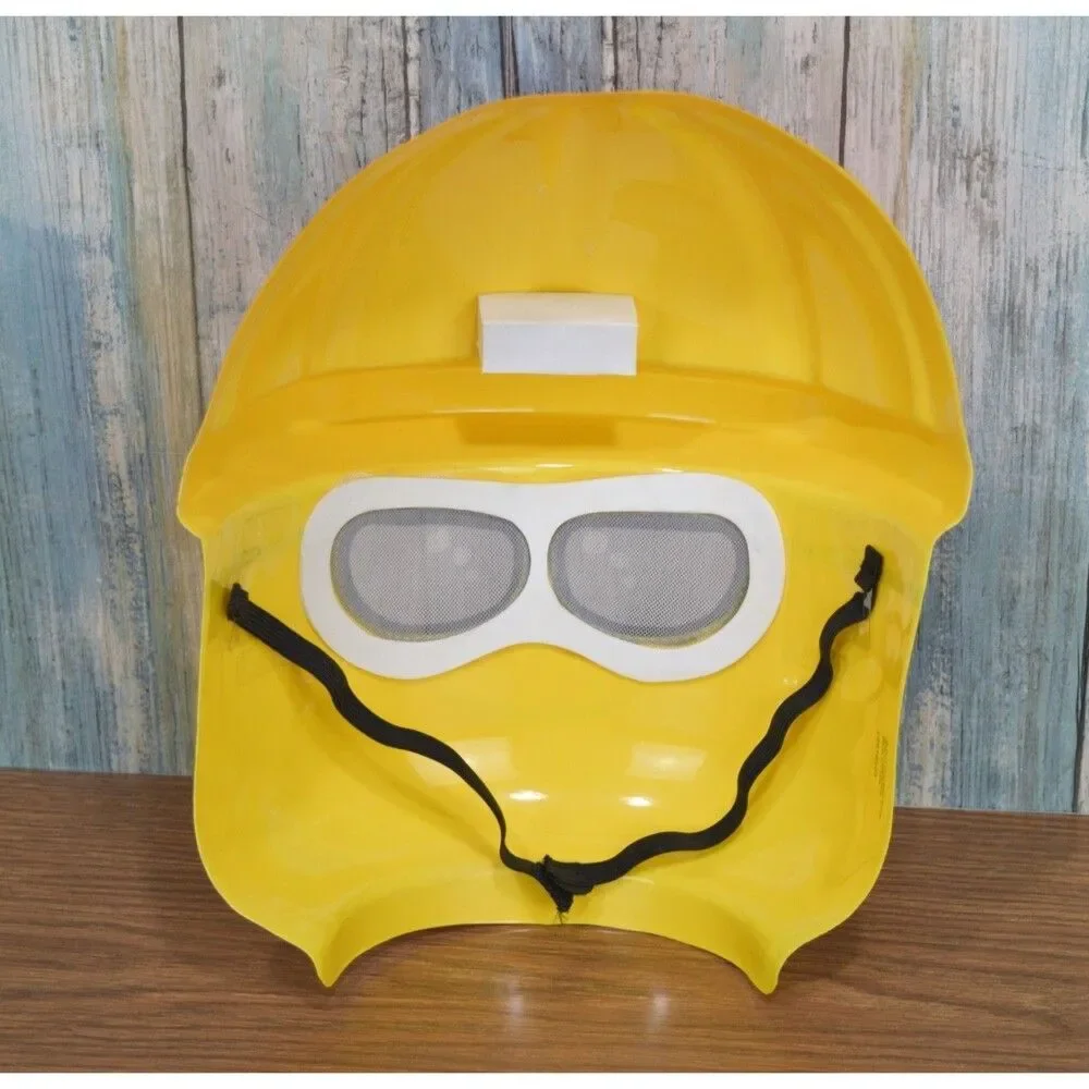 LEGO Construction Worker Mask Minifigure Head Yellow Hard Hat Halloween Costume
